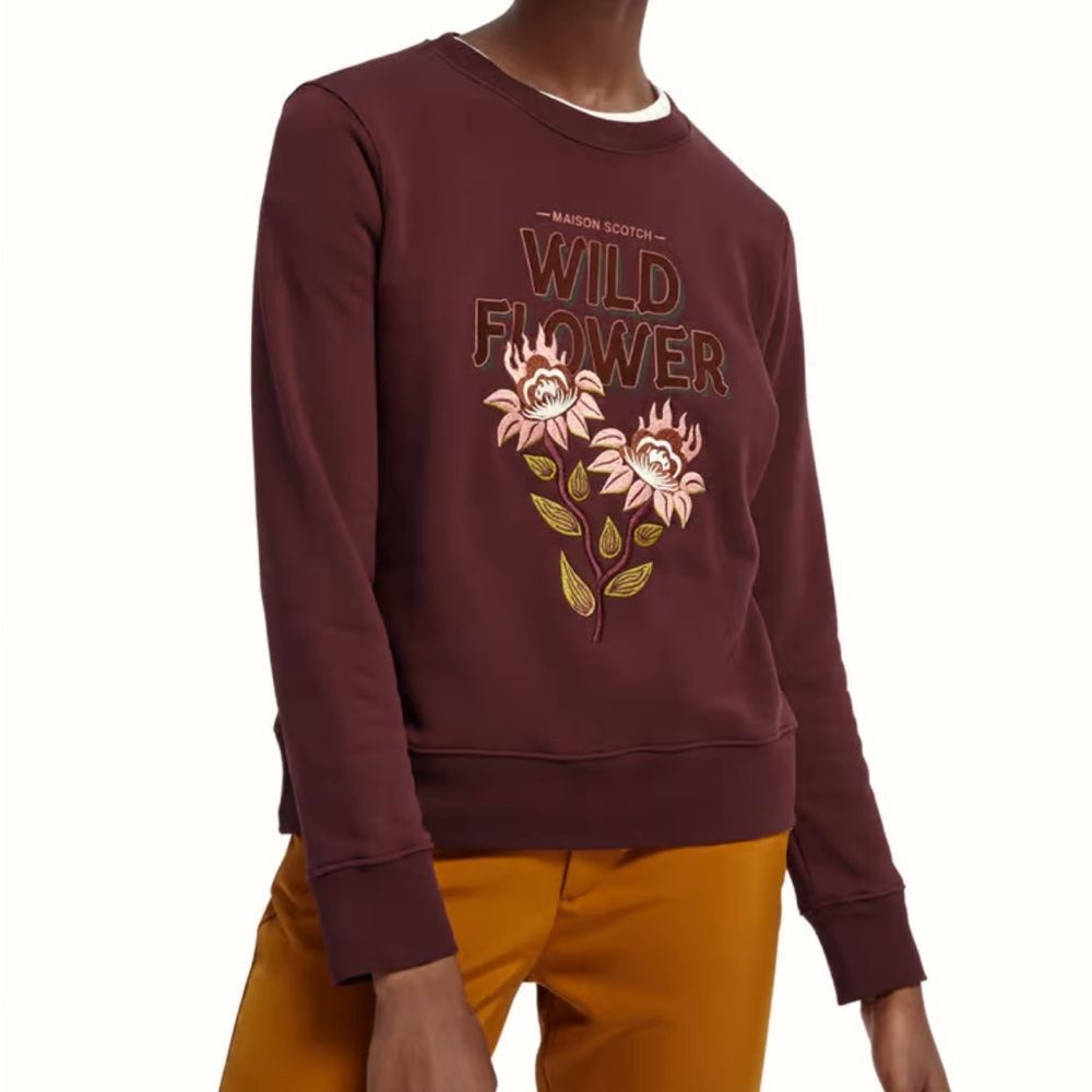 SCOTCH & SODA Maison Scotch Sweatshirt Floral Embroidery Womens Size Small